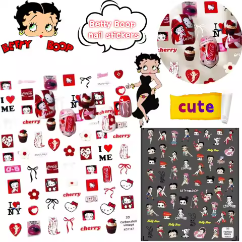 Betty Boop Nail Stickers High-value Cartoon Cute Printing Creative Girl's Heart Sweet Simple Waterpr