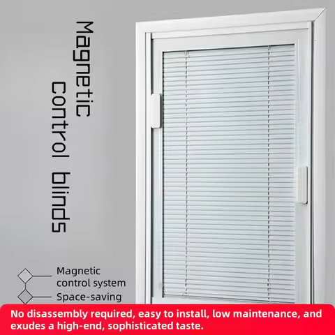 Custom MadeMagnetic-controlled Aluminum Alloy Built-in Single Glass Hollow Blinds Inward-opening Cur