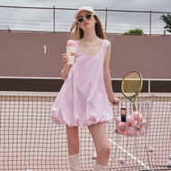 จัดส่ง 19 SEP lookbooklookbook pompom dress pink stripe