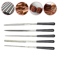 <BABYCITY-MY> 5pcs 3x140mm Flat Triangle Round File Diamond Needle File Set Grinding for Wood
