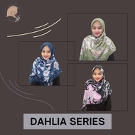 Jilbab segi empat motif Dahlia krudung voal motif lasercut 130x130cm