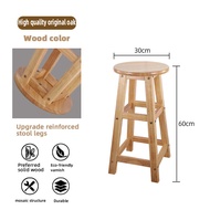 60/70/80cm Full Solid Rubber Wood Bar Stool Chair Wooden Bar Chair High Chair Kerusi Bar Tinggi Bang
