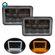 4x6" inch LED Headlights With White DRL Amber Turn Signal Light for Peterbil Kenworth Freightinger H