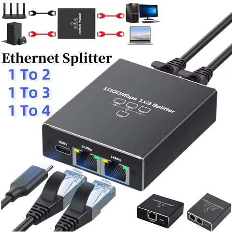1 To 2/1 To 3/ 1 To 4 Gigabit Ethernet Splitter 1000Mbps LAN Splitter Network RJ45 Splitter for Cat5