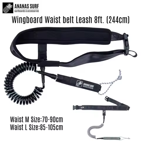 Ananas Surf Waist belt Coiled Leash 8Ft. 244cm Wingboard Hydrofoil Wing SUP Paddle Board Rope