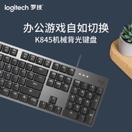 Logitech K845แบบมีสาย104คีย์สีเขียวสีแดงสีขาวแกนคีย์บอร์ดคีย์บอร์ดแบบกลไกอเนกประสงค์