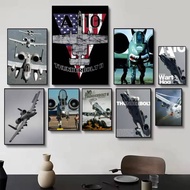 Classic Military A-10 Warthog Unframed Canvas Wall Art Aviation Themed Household Room Decoration