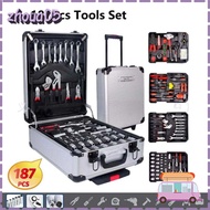 ZHOUA 187Pcs Tools Set, Carbon Steel Trolley Box Type Tool Box Set, Portable Socket Wrench Professio