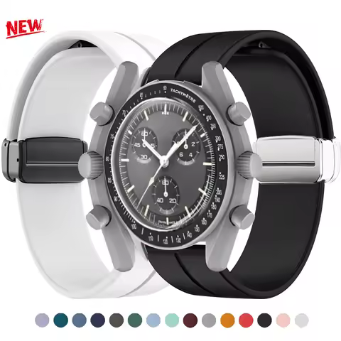 Silicone Strap For Omega X Swatch Joint MoonSwatch Planet Watch Band Metal Magnetic Buckle Wristband