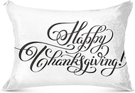 Joisal Handwritten Happy Thanksgiving Pillow Shams Super Soft 20x30in King Pillow Shams Anti-Static Zipper Pillow Cases