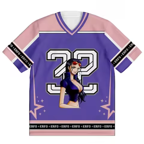 32 One Piece Nico Robin Anime Cosplay Jersey T-Shirt Men Women Oversized Summer Short Sleeve Casual 