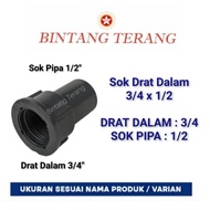 PVC Fitting Socket Threaded Inner 3/4 x 1/2 Inch - SDD 3/4 x 1/2 Socket Threaded Inner 3/4 x Socket 