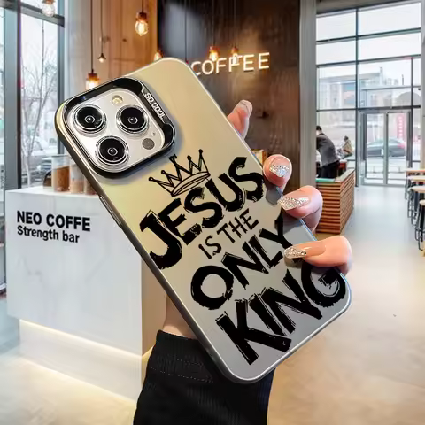 JESUS KING Phone Case for iPhone 17 AIR 16 15 14 13 Pro 12 11 Pro Xs X XR Max Laser Hard PC+TPU Case