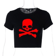 Áo Thun Nữ Punk Streetwear Gothic Skull Punk Streetwear Áo Thun Nữ Thường Ngày Mùa Hè 90 V Cổ Tròn T