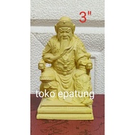 Statue of god kwan kong / kwan kung / kwan te - wood - 3 inch / 7 cm - gl