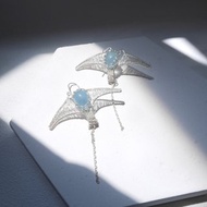 海藍寶魔鬼魚耳環