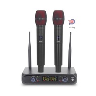 Wireless Microphone System with 2 Handheld Mic VHF UHF Wireless Microphone for Home Cinemas Sound Cards Speakers Mixers Low-frequency Professional Cordless Dynamic Microp [ppday]