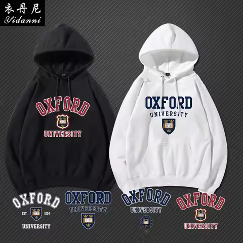 Oxford University Oxford UK school uniform hooded sweatshirt print men and women couple outdoor long