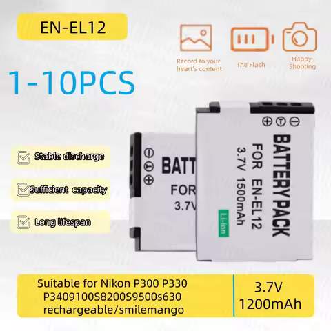 1-10PCS 1500mAh 3.7V EN-EL12 camera battery suitable for Nikon P300P330P340S900S9500s630 rechargeabl