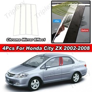 4Pcs Glossy Chrome Car PC Material B C Pillar Post Cover Door Trim Window Molding Sticker Accessorie