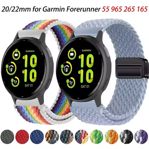 20/22mm Nylon Strap for Garmin Forerunner 55 165 970 570 965 955/Venu 4 45mm Magnetic Band Garmin Vi