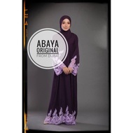 Burj Abaya Elaziq Luxe Full Lace Dark Purple Jubah Dubai Original Eksklusif