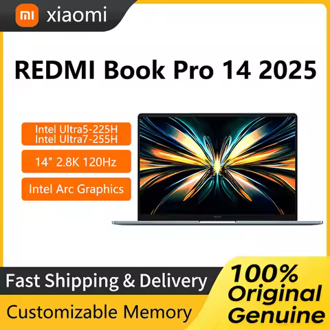 2025 Xiaomi Redmi Book Pro 14 Laptop 14 Inch 2.8K 120Hz Screen Notebook Intel Ultra 5-225H 16GB 1TB 