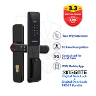 FREE Installation SINGGATE FR057 + FM021 3D Face Recognition Digital Door Lock + Digital Gate Lock with video call