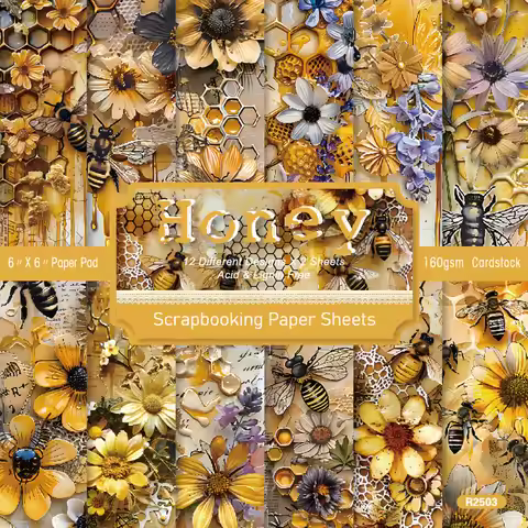 KSCRAFT 24sheets Honey Paper Pack for DIY Scrapbooking Card Making Album Paper Craft