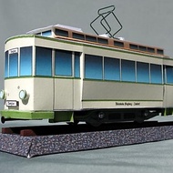 Cream trem train miniature papercraft pattern sheet (PM-Ec3)