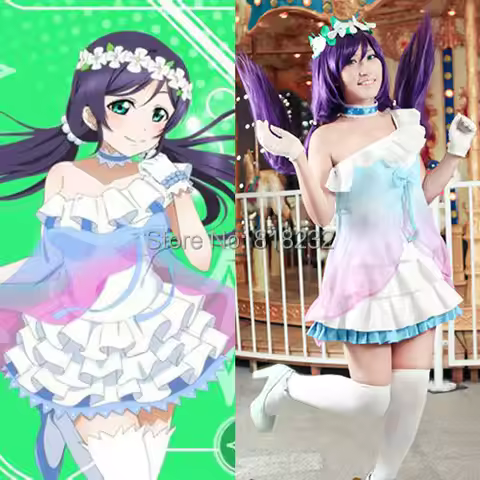 Love Live Yume no Tobira Dreams Gate Nozomi Tojo Chiffon Tee Dress Uniform Outfit Anime Cosplay Cost