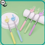 CC Finger Reading Sticks, Stainless Steel Finger Design Teaching Pointer, Durable Telescopic Rod Tea