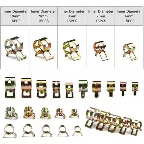 75Pcs Motorcycle Spring Clips Fuel Oil Water Hose Clip Pipe Tube Clamp Spare Set Ielts 6-10MM 5 Size