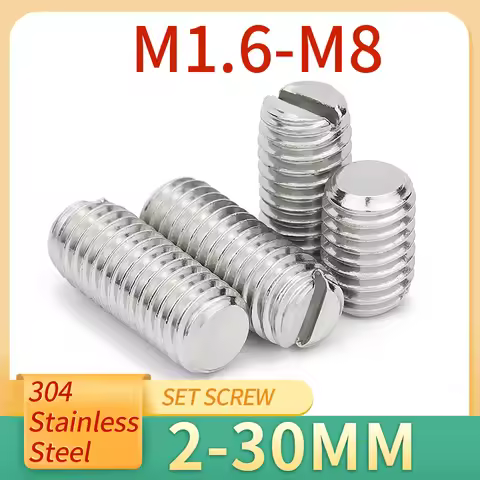 10Pcs M1.6 M2 M2.5 M3 M4 M5 M6 M8 304 Stainless Steel Slotted Head Set Screw With Flat Point Grub Sc