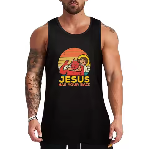 Jesus Has Your Back Jiu Jitsu Retro Christian Men Tank Top gym accessories men basketball