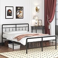 Nailsong 18 Inch Tall King Size Bed Frame with Headboard and Footboard, Heavy Duty Metal Platform Bed Frame King Size No Box Spring Needed, Easy Assembly, Under Bed Storage, Noise Free, Black