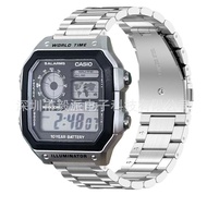 Suitable for small square Casio W-218h AF-1200/1300 three steel strips Straps