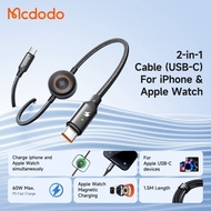 MCDODO 2-in-1 Fast PD 60w Type-C Cable with Apple Watch Magnetic Charging Charger