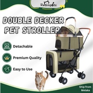 Realmpetz 2-Tier Pet Trolley | Foldable Double-Layer Carrier for Cats & Dogs | Portable Pet Stroller