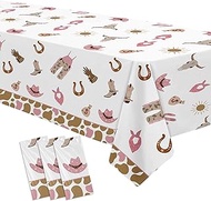 Suhelkit 3 Pack Western Cowgirl Party Decorations Tablecloth, Cowgirl Birthday Party Supplies Table 