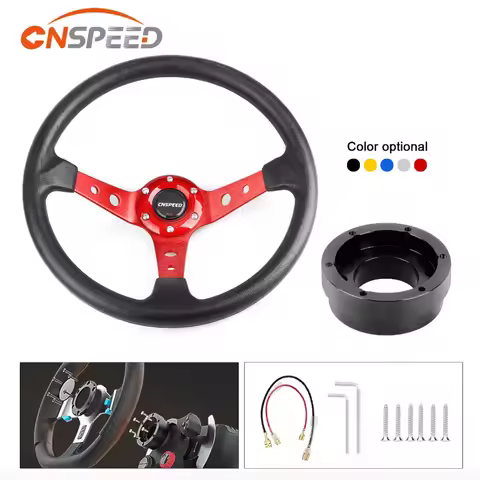CNSPEED Auto Sport Drifting Steering Wheels 350mm 14inch With Adapter Plate 70mm PCD For Logitech G2