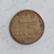 Uang Koin Belanda 5 Gulden Beatrix Pra Euro - Netherland