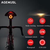 MEROCA Bicycle Rear Light Tail Lights Cycling LED Road MTB Bike Saddle Seatpost IPX6 USB Charging Lamps Intelligent Brake Induction Taillights For Brompton 3Sixty Folding Bike