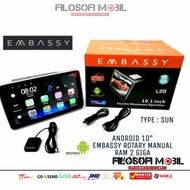 Head Unit Android Embassy Rotary 10 inch New - ANDROID MANUAL ROTARY