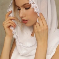 Bridal Veil Retro Solid Lace Church Veil Muslim Headscarf Bible Shawl