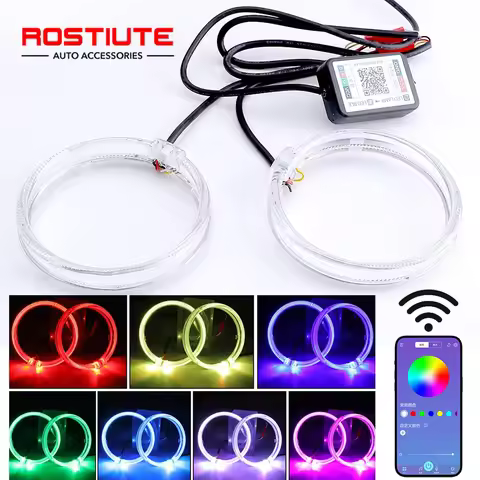 2PCS Acrylic RGB Angel Eyes Led Halo Rings 80mm 95mm 2.5/3 Inch Daytime Running Light Automotive Ang