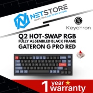 KEYCHRON Q2 HOT-SWAP RGB FULLY ASSEMBLED BLACK FRAME GATERON G PRO RED Q2-C1