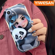 YIWESAN เคสปลอกสำหรับ Samsung Galaxy A25 5G A15 4G A15 5G ลายการ์ตูนหมีแพนด้าน่ารักรูปเด็กผู้หญิงขอบ