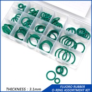 94pcs/Box Fluorine Rubber O-rings Box Set Sealing 15 sizes 3.1mm Thickness Durable Socket Rubber Green FKM Gasket Oring