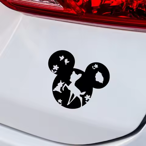 Cartoon Bambi Mickey Vinyl Car Window Sticker Decor, Mickey Head Bambi Laptop Decals for Laptop Deco